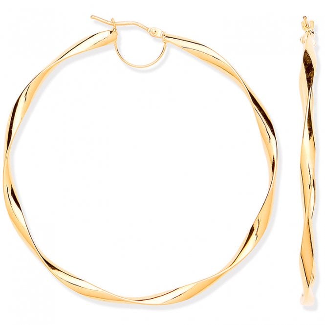 Eternity 9ct Gold 55mm Large Twist Hoop Creole Earrings