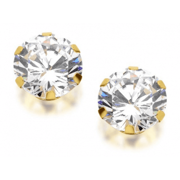 9ct Gold 6mm Cubic Zirconia Claw Stud Earrings