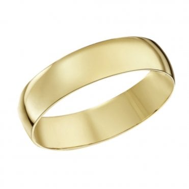 9ct Gold 6mm D Shaped Plain Wedding Ring Size R