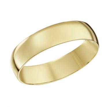9ct Gold 6mm D Shaped Plain Wedding Ring Size U