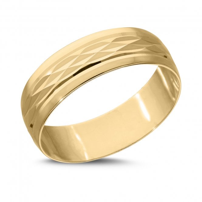 Eternity 9ct Gold 6mm Diamond Cut Fancy Wedding Ring Size U