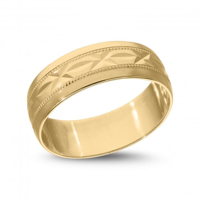 Eternity 9ct Gold 6mm Diamond Cut Kiss Pattern Wedding Ring Size P
