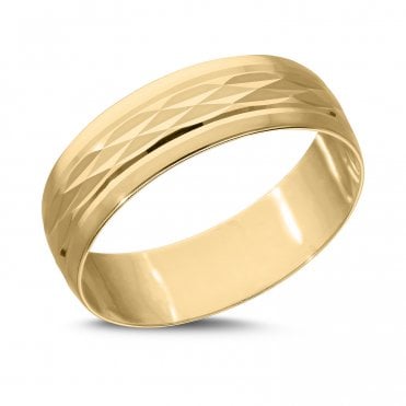 9ct Gold 6mm Fancy Diamond Cut Wedding Ring Size Z