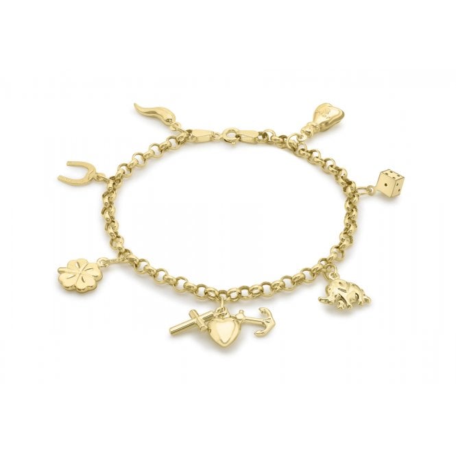 Eternity 9ct Gold 7 Charm Belcher Bracelet