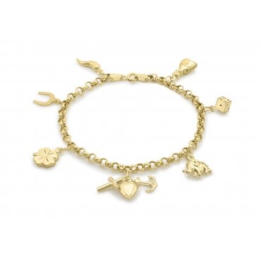 9ct Gold 7 Charm Belcher Bracelet