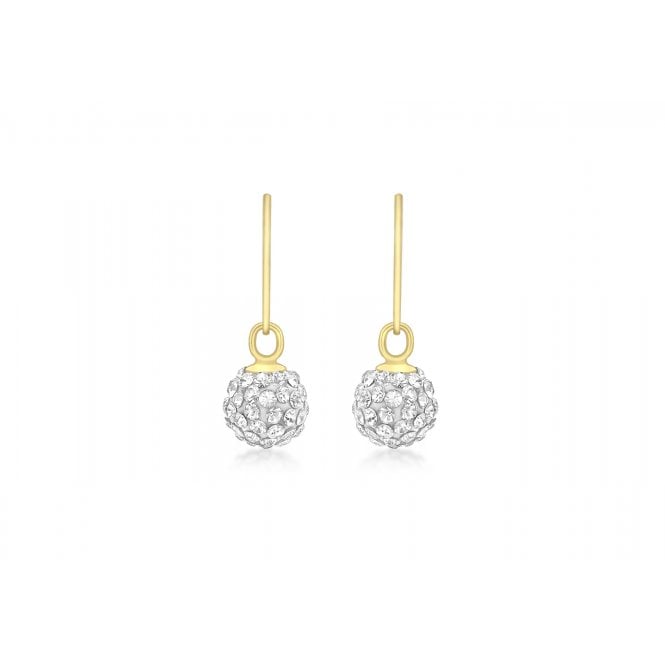 Eternity 9ct Gold 7mm Crystal Ball Drop Earrings