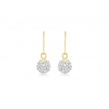 9ct Gold 7mm Crystal Ball Drop Earrings