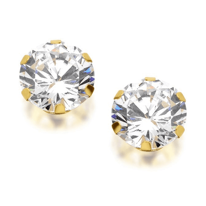 Eternity 9ct Gold 7mm Cubic Zirconia Claw Stud Earrings
