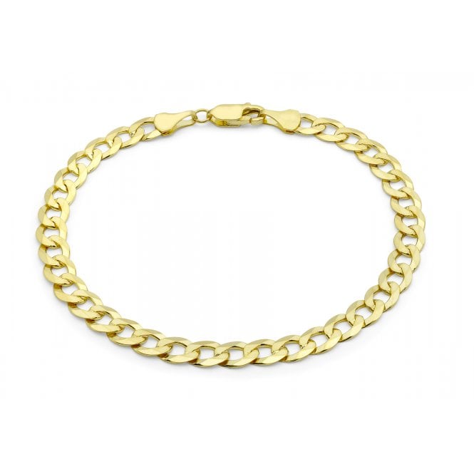 Eternity 9ct Gold 8'' Mens Hollow Diamond Cut Curb Bracelet