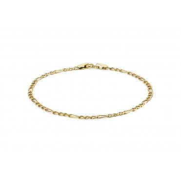 9ct Gold 9" Hollow 3+1 Figaro Anklet