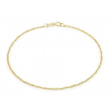 9ct Gold 9" Twisted Curb Anklet