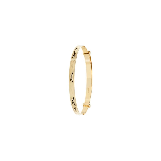 Eternity 9ct Gold Baby/Kids 3mm Diamond Cut Expanding Bangle