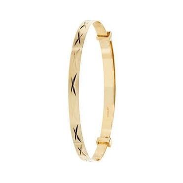 9ct Gold Baby/Kids 3mm Diamond Cut Expanding Bangle