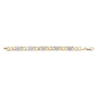 9ct Gold Baby/Kids 6" Cubic Zirconia Hearts Curb Bracelet