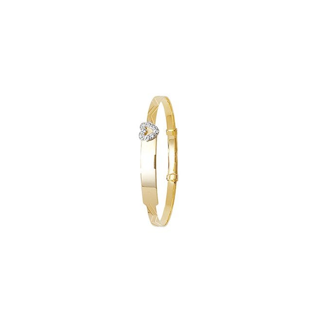 Eternity 9ct Gold Baby/Kids Cubic Zirconia Heart ID Expanding Bangle