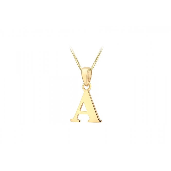 Eternity 9ct Gold Block Initial 'A' Pendant (Chain not included)