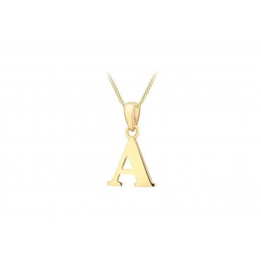 9ct Gold Block Initial 'A' Pendant (Chain not included)