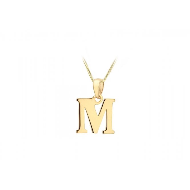 Eternity 9ct Gold Block Initial 'M' Pendant (Chain not included)