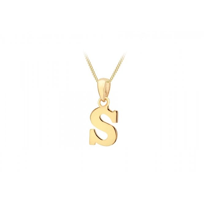 Eternity 9ct Gold Block Initial 'S' Pendant (Chain not included)