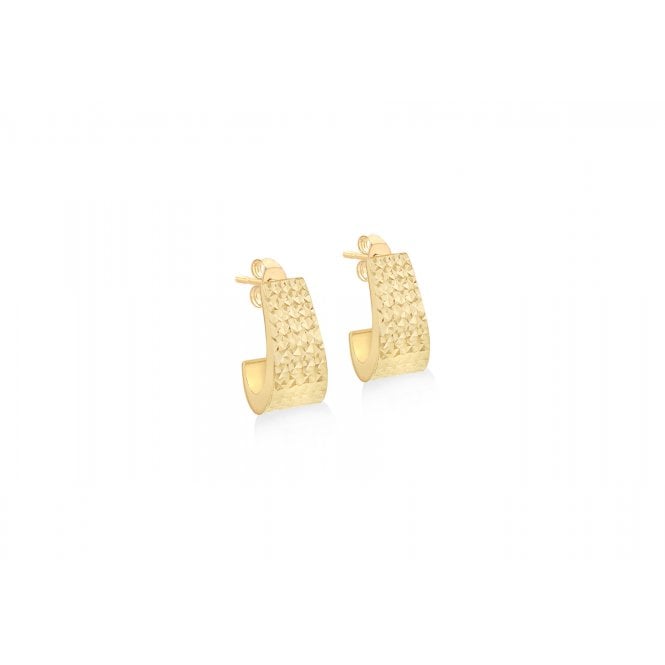 Eternity 9ct Gold Broad Diamond Cut Tapered Wedding Band Earrings