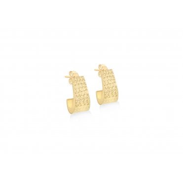 9ct Gold Broad Diamond Cut Tapered Wedding Band Earrings