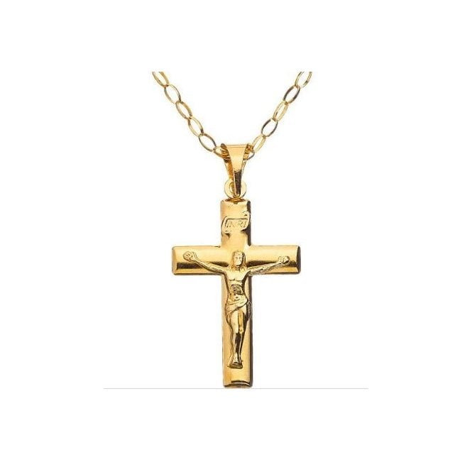 Eternity 9ct Gold Crucifix Pendant & 16