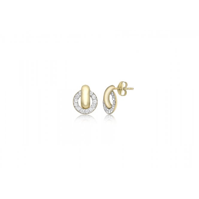 Eternity 9ct Gold Crystal Circle Stud Earrings