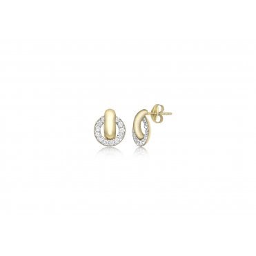 9ct Gold Crystal Circle Stud Earrings