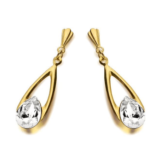 Eternity 9ct Gold Crystal Drop Earrings