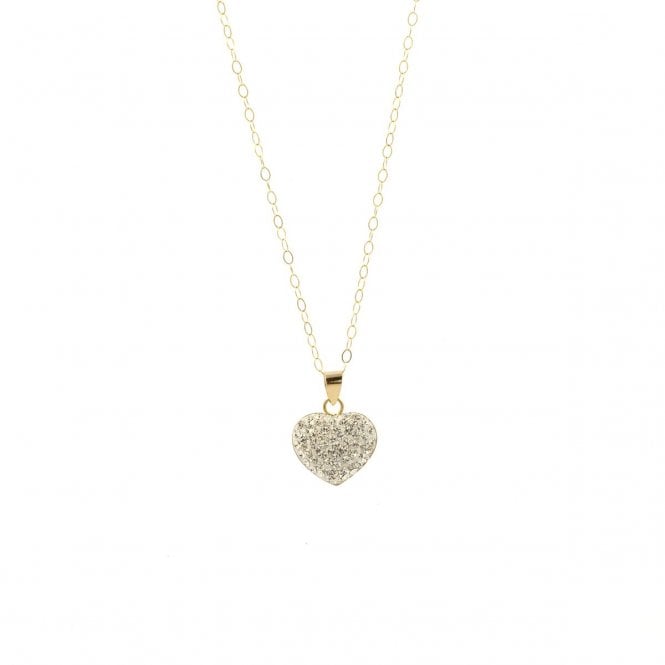 Eternity 9ct Gold Crystal Set Heart Pendant and 16'' Trace Chain