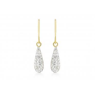 9ct Gold Crystal Teardrop Earrings