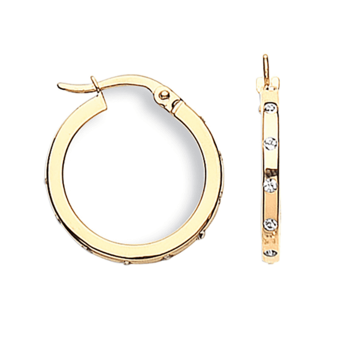 Eternity 9ct Gold Cubic Zirconia Creole Hoop Earrings