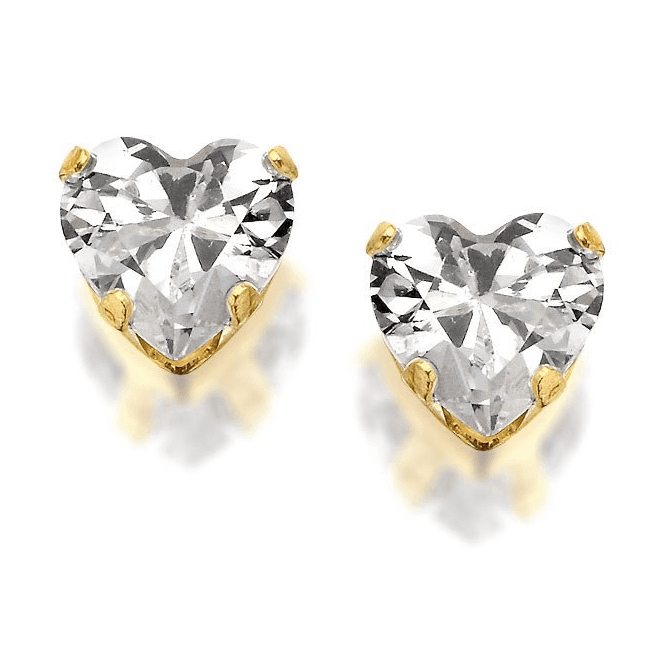 Eternity 9ct Gold Cubic Zirconia Heart Stud Earrings