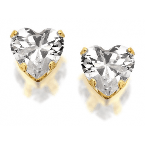 9ct Gold Cubic Zirconia Heart Stud Earrings