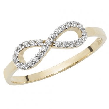 9ct Gold Cubic Zirconia Infinity Ring Size L