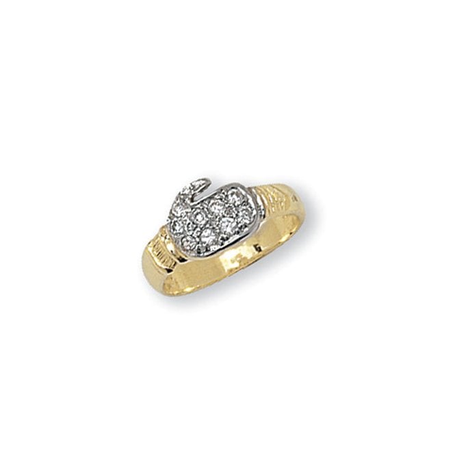 Eternity 9ct Gold Cubic Zirconia Kids Boxing Glove Ring Size J