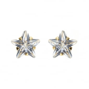 9ct Gold Cubic Zirconia Kids Star Stud Earrings