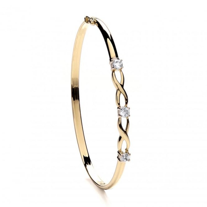 Eternity 9ct Gold Cubic Zirconia Set Double Kiss Oval Bangle