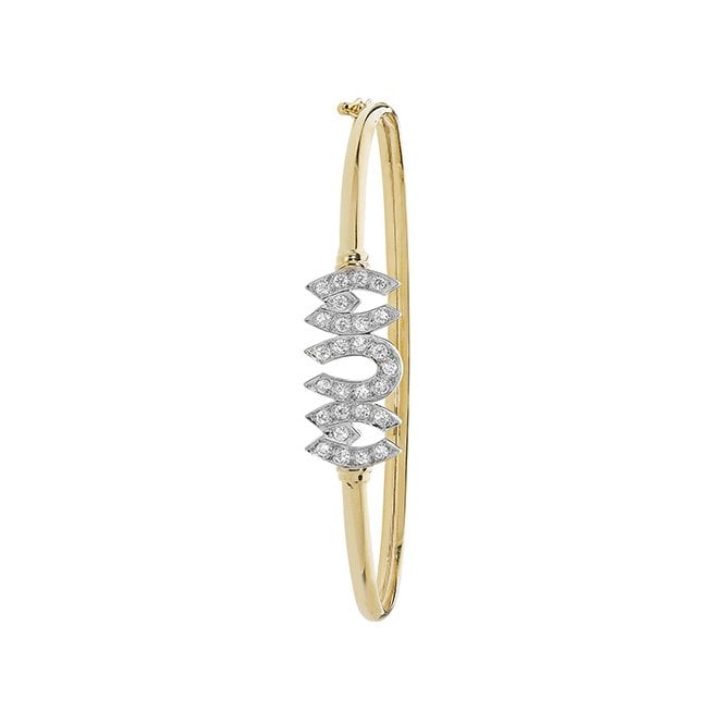 Eternity 9ct Gold Cubic Zirconia Set MUM Oval Hinged Bangle