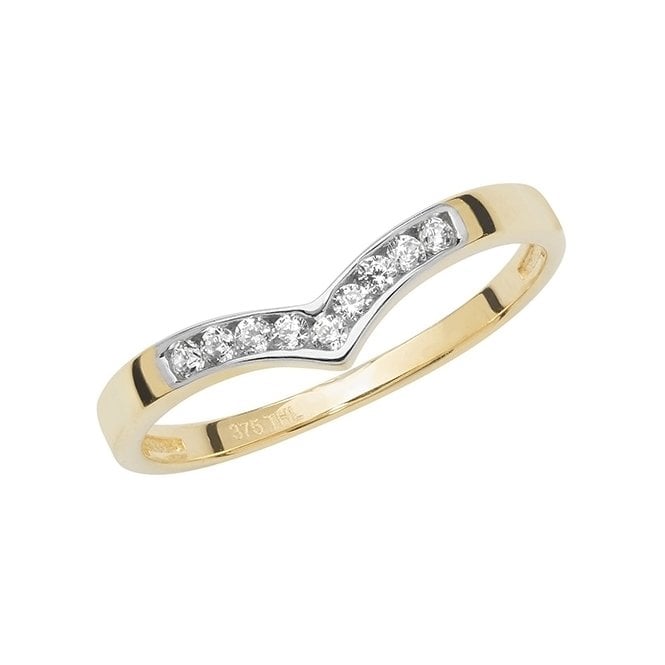 Eternity 9ct Gold Cubic Zirconia Wishbone Ring Size N