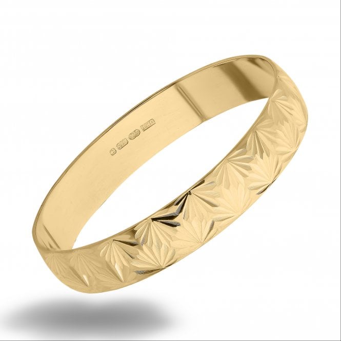 Eternity 9ct Gold D Shaped Diamond Cut Wedding Ring Size Q