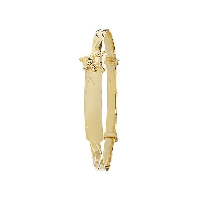 Eternity 9ct Gold Diamond Cut Expanding ID Teddy Baby/Kids Bangle