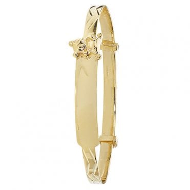 9ct Gold Diamond Cut Expanding ID Teddy Baby/Kids Bangle