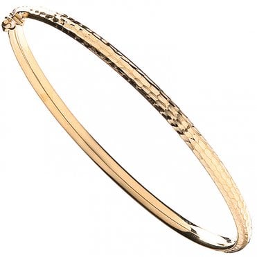 9ct Gold Diamond Cut Oval Bangle