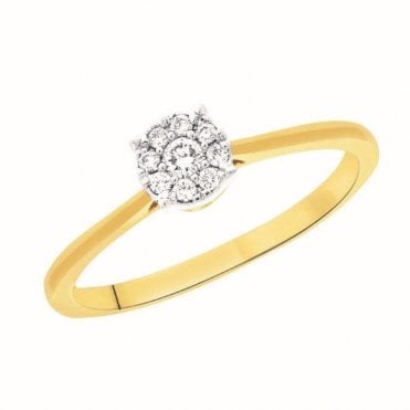 9ct Gold Diamond Starburst Cluster Ring