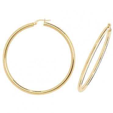 9ct Gold Extra Large 55mm Plain Hoop Earrngs
