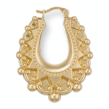 9ct Gold Fancy Oval Spike Creole Earrings