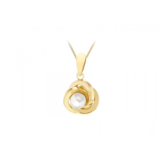 Eternity 9ct Gold Freshwater Pearl Knot Pendant & 18