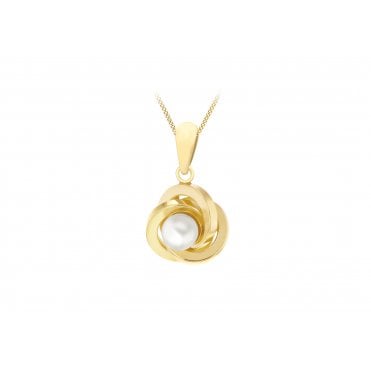 9ct Gold Freshwater Pearl Knot Pendant & 18" Chain