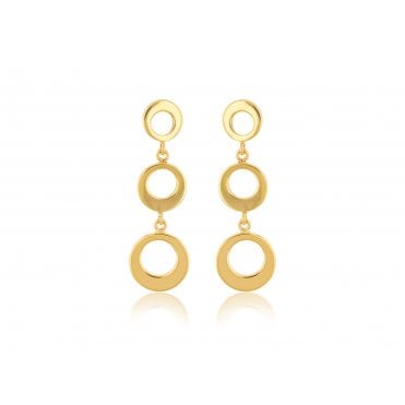 9ct Gold Graduated Circle drop Earrings